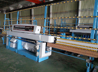 China Miter Glass Glass Edging Machine With Air Polishing / Electrical Rail Lift System supplier